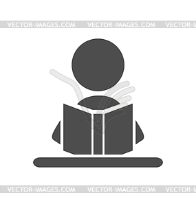 Read book man flat icon pictogram - vector clipart