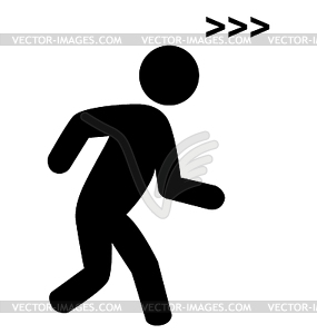 Run man with speed symbol flat icon pictogram - vector image