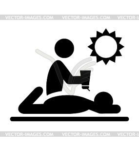 Summertime Pictograms Flat People with Sunscreen - vector clipart