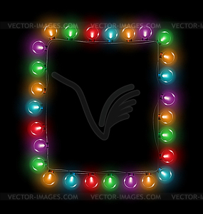 Multicolored glassy led Christmas lights garland - vector image