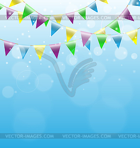 Buntings garlands on sky - vector clipart
