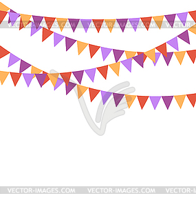 Multicolored bright buntings flags garlands - vector image