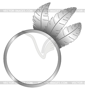 Gray frame ring with feathers - stock vector clipart