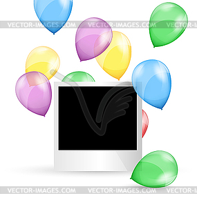 Festive photo frame with multicolored inflatable ai - royalty-free vector image