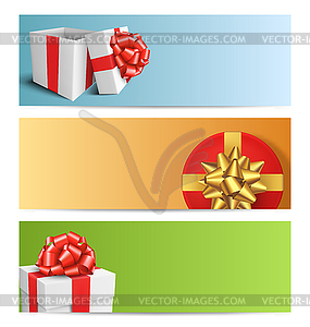 Три рождественские открытки Праздничный с подарочные коробки - изображение в векторе / векторный клипарт