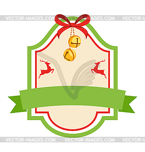 Christmas Label Icon Flat Vintage Frame with - vector image