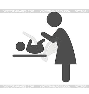 Mother swaddles baby pictogram flat icon - vector image