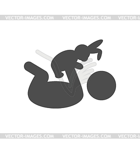 Baby plays with toy rabbit pictogram flat icon - vector EPS clipart