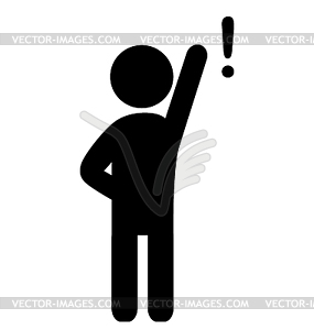 Man with exclamation point flat icon pictogram - vector clipart