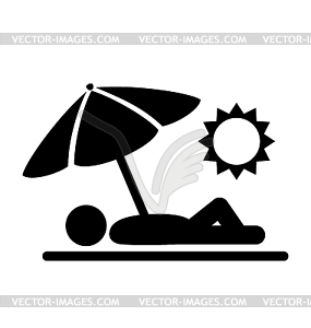 Summer Relax Sunbathing Pictograms Flat People Icons - vector clip art