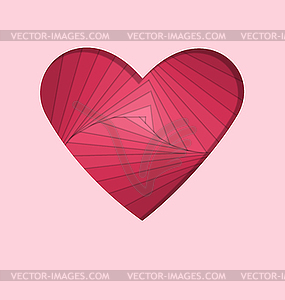 Hand-made paper folding heart on pink - vector clipart