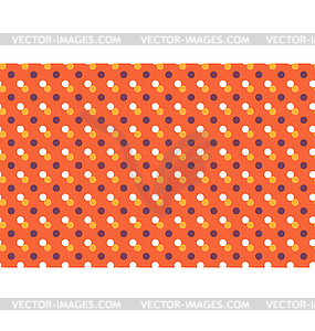Seamless pattern with multicolored dots on orange - vector clipart