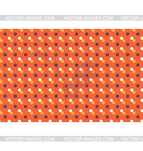 Seamless pattern with multicolored dots on orange - vector clipart