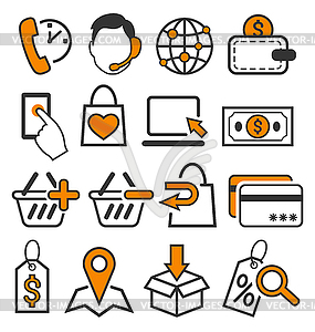 E-commerce Shopping Flat Icons Signs Collection - vector image