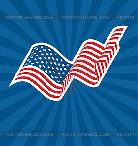 Wavy USA National Flag on Blue - vector clipart