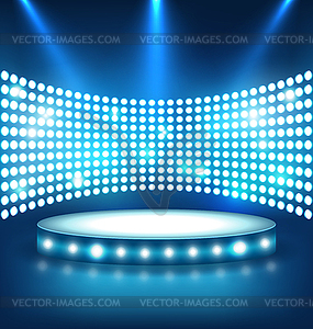 Illuminated Festive Shiny Blue Stage Podium with - royalty-free vector image