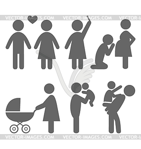 Семейные и детские плоские иконки - графика в векторе