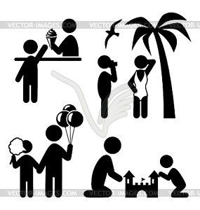 Summertime pictograms flat people icons - vector clipart