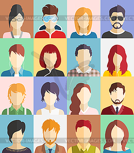 Set of People Faces Avatars Icons - vector clipart