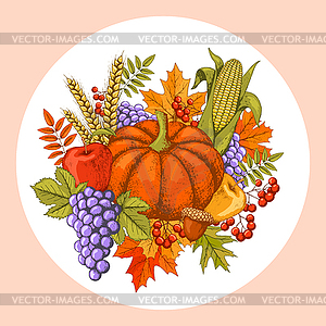 Autumn Seasonal Thanksgiving Day Concept with - vector clipart