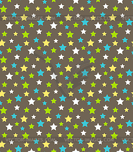 Seamless Bright Abstract Pattern with Stars on Brown - vector clipart