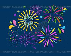 Festive Firework Salute Burst on Blue - vector image