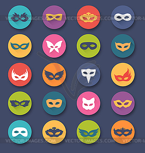 Set Collection of Circle Carnival Masquerade Masks - vector clipart