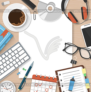 Workplace Workspace Concept with Office Supplies - vector clip art
