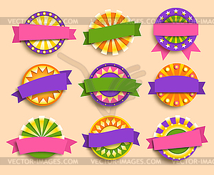 Carnival Festive Labels Signs Icons Collection on - vector image