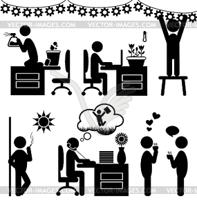 Set of flat office spring icons - vector clip art