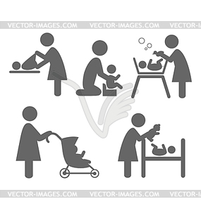 Family and baby flat icons - vector image