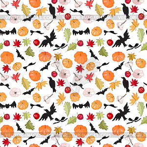 Seamless Halloween pattern with pumkins - vector image