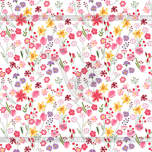 Seamless bright floral pattern - vector image