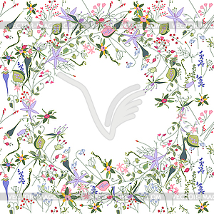 Wreath with flowers - vector image