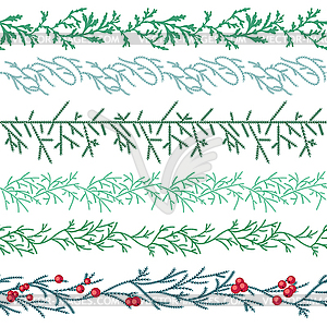 Seamless pattern brushes with Christmas fir branches - vector EPS clipart