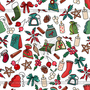 Seamless Christmas pattern - stock vector clipart