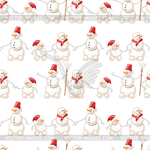 Seamless pattern with snowmen - vector clip art