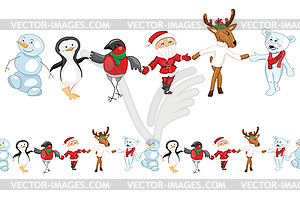 Seamless pattern brush with traditional Christmas - vector image