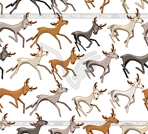 Seamless pattern with galloping deers. White - vector image