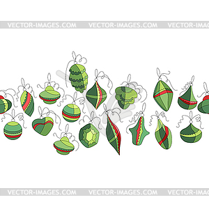 Seamless garland with festive Christmas decorations - vector clipart / vector image