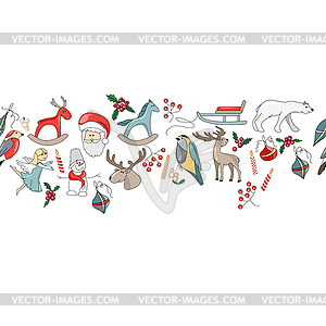 Seamless pattern brush with Christmas decor . Simpl - vector image