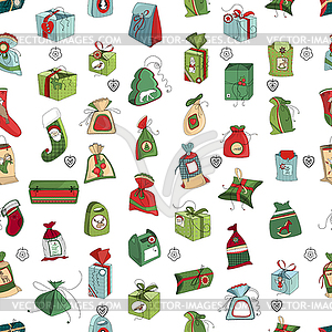 Seamless pattern with Christmas gift boxes - vector image