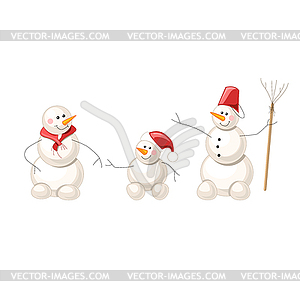 Три снеговика - векторный клипарт