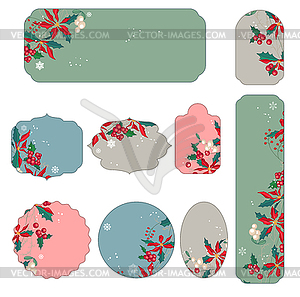 Набор различных рождественские наклейки - векторное изображение клипарта