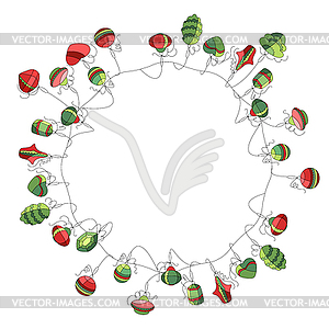 Round Christmas wreath with decoration . Simple - vector clip art