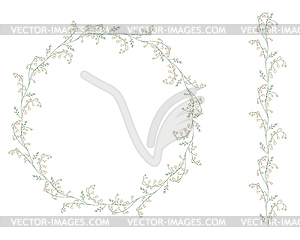 Detailed contour wreath withlilies of valley  - vector clipart