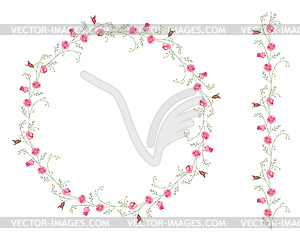 Detailed contour wreath with herbs and wild stylize - vector EPS clipart