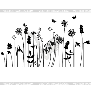 Seamless pattern brush with stylized summer flowers - stock vector clipart