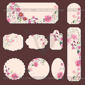 Collection with different paper labels for wedding - vector clipart