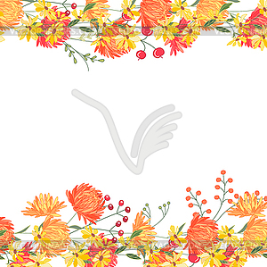 Detailed contour square frame with gerbera and - vector clipart